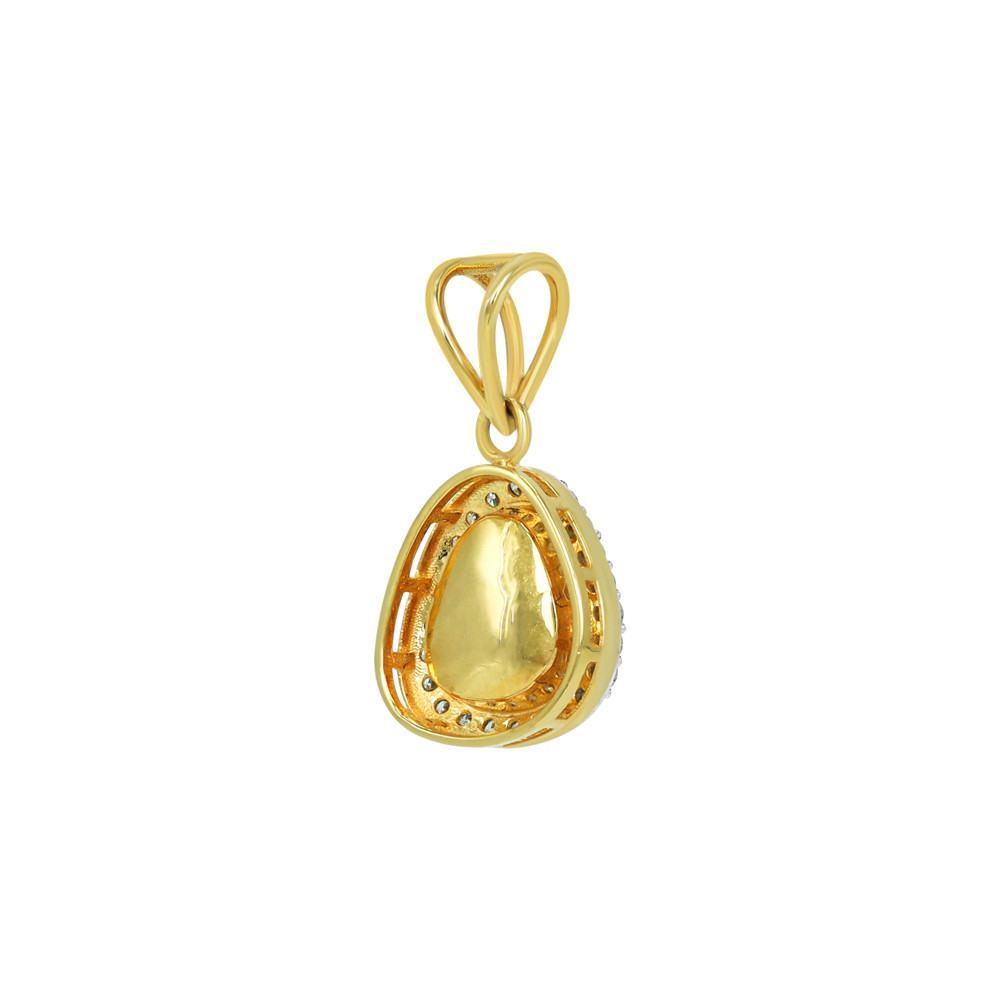 Minimalist Polki Pendant with Diamond Halo